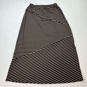 Notations Maxi Skirt Size Medium with cute side slit Black & Tan Stripes Size M
